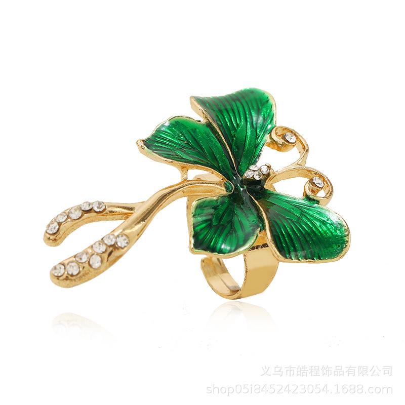 Simple retro ethnic style fashion creativity adjustable ring temperament trend butterfly drip oil ring