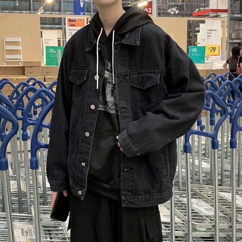 Мужская модная джинсовая куртка в гонконгском стиле 2025: Универсальная уличная одежда свободного кроя