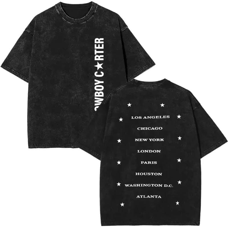 Singer Beyonce Pop Music Album Logo Tshirt Cowboy Carter T Shirts Unisex Women Vintage Oversized Tee Shirt Casual Cotton Tshirts