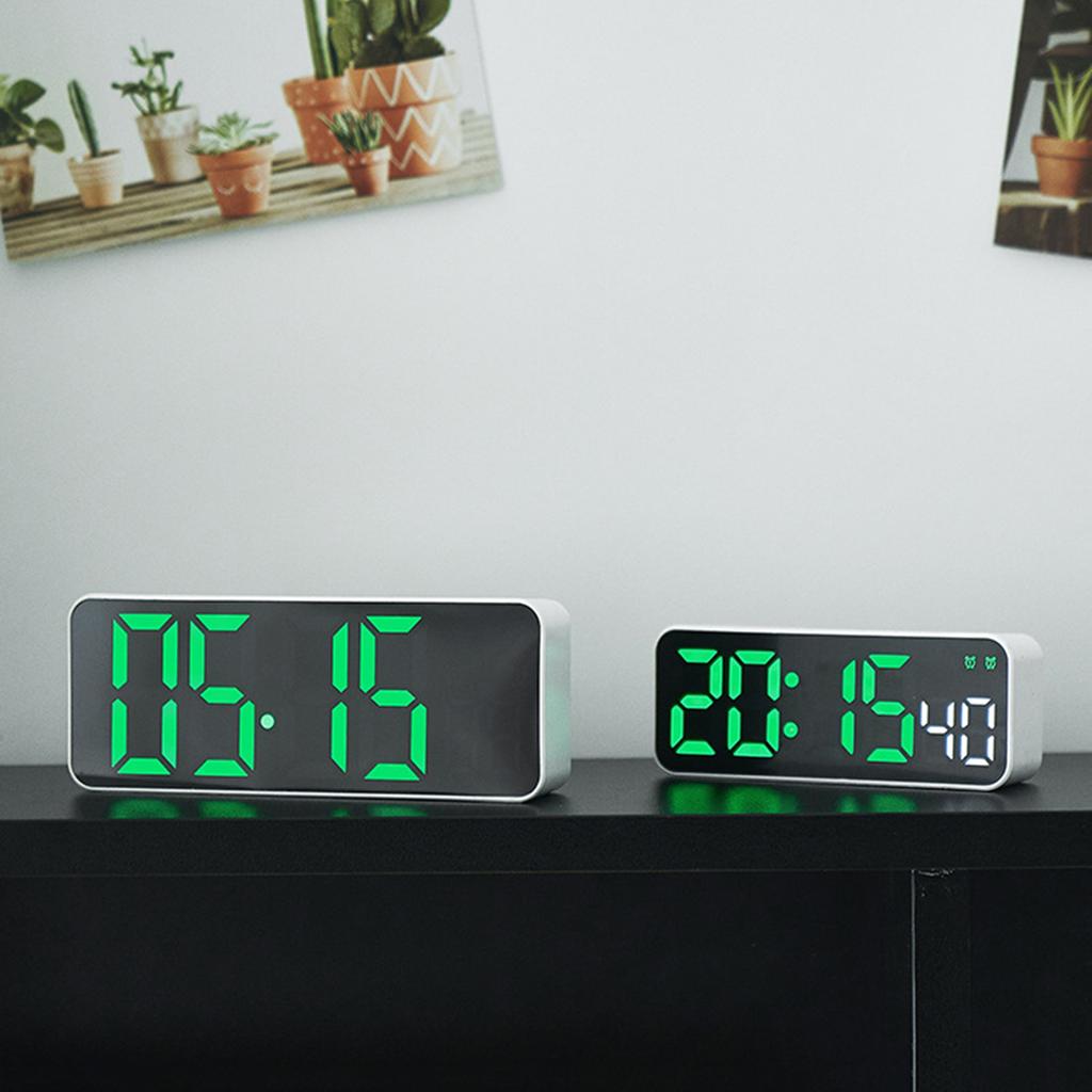 Digital Alarm Clock with Date Temperature LED Display and Timer Adjustment Brightness Battery Operated for Bedroom Table