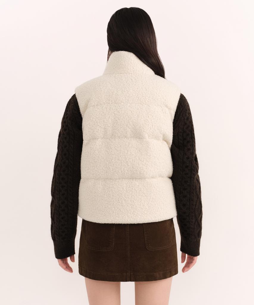 Musinsa Standard Женский Женский Короткий Стеганый Жилет из Букле [Кремовый]