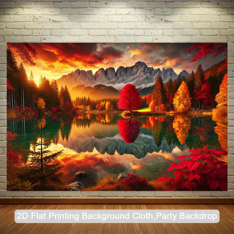 2D plane, 1 piece of autumn landscape painting, festival party birthday decoration items