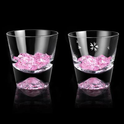 Пара камней Fuji Sakura Kiriko, сделанных вручную, в коробке из виски, на свадьбу, шестидесятилетие, день рождения, популярные, 270 куб. см.. Стекло, Стекло, Набор, Роскошь, Мастера,