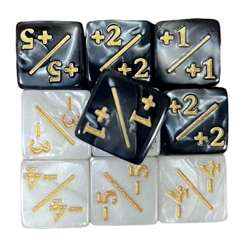 10Pcs 16mm 6 Side Dice Counters +1/1 Counting Dice And Dual Color Positive And Negative Compatible With Card Game Accessories