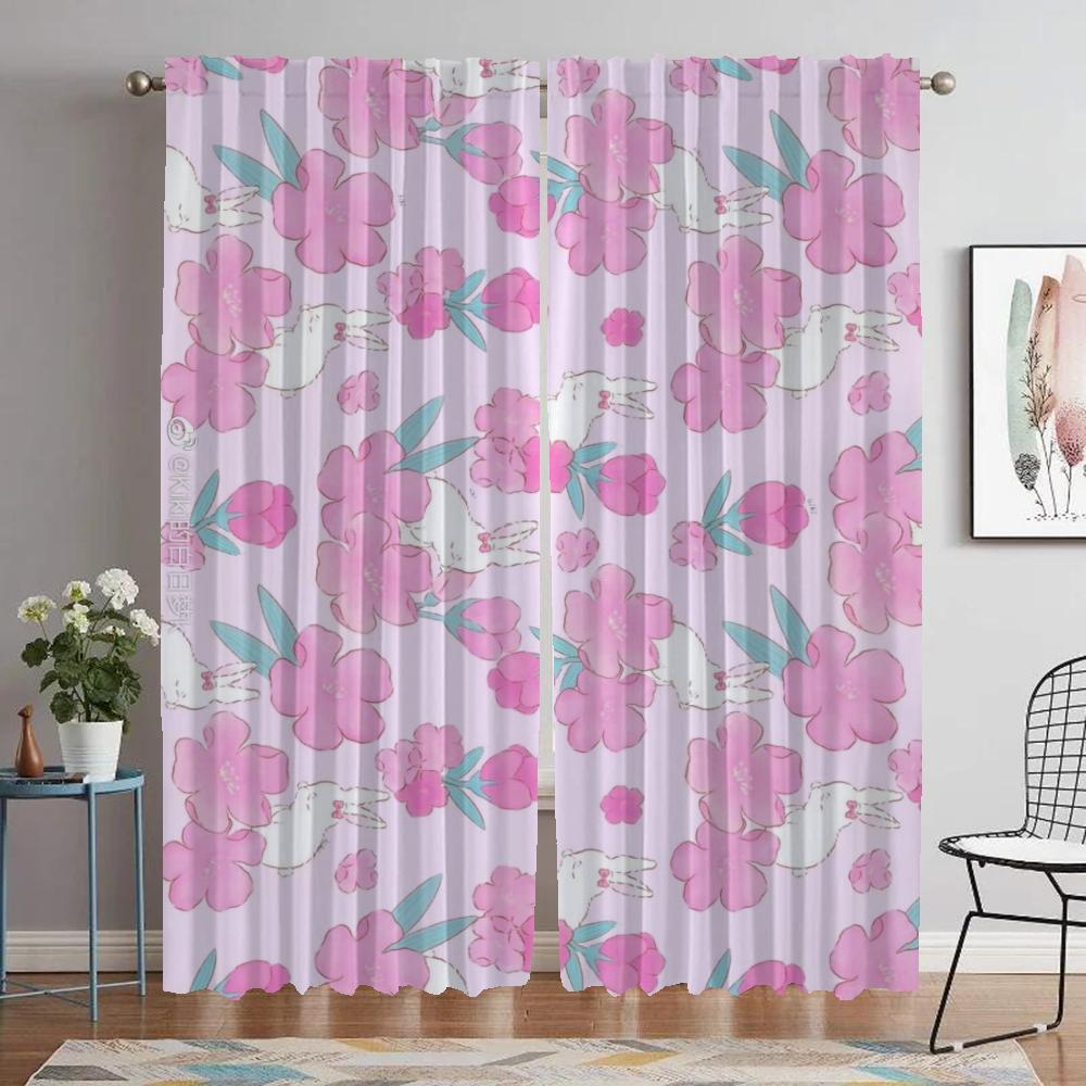 Цветочные элегантные шторы для комнаты, занавески для окна камеры, занавески для домашнего интерьера, 2 шт., абажуры, украшение на Хэллоуин, перегородка