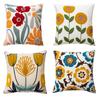 Pack of 2 Embroidered Flower Pillow Cover Boho Throw Pillow Covers 18x18 Inch Pillow Covers Pillow Covers for Couch Sofa Bedroom Living Room