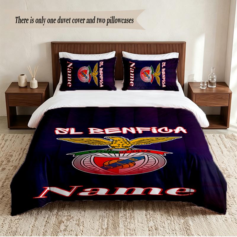 Sport Lisboa e Benfica Personalized Custom Name 3‑Piece Bedding Set Soft Duvet Cover Set For Bedroom Home Decor