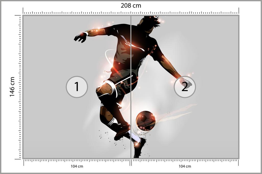 Photomural Abstract Soccer Player In Flight Washable Fleece 208x146
