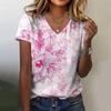 Women's T-shirt Floral Print Summer Loose and Comfortable Short-sleeved Pattern V-neck Casual T-shirt Casual Elegant Clothing
