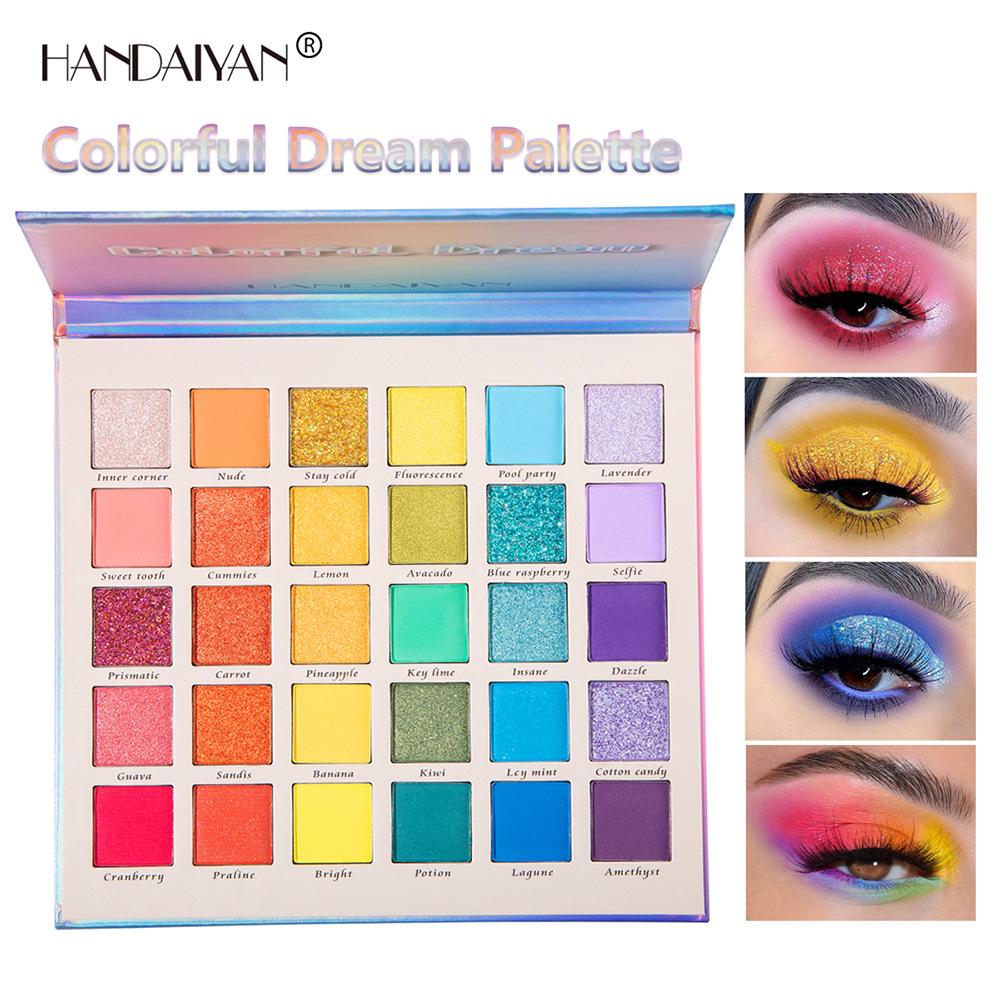 Handaiyan 30 цветов Shimmer Matte Glitter Dreamy Rainbow Palette Eye Shadow Plate