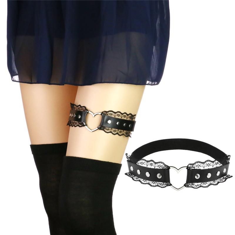 Ремень для ног в стиле гот-панк, пояс для чулок в форме сердца, ремень на бедро для женщин и девочек, готический косплей Harajuku, кружевные украшения, нижнее белье, жгут
