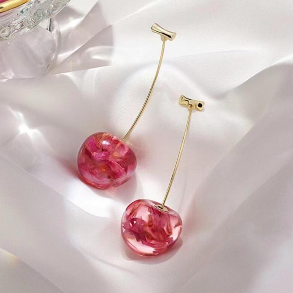 Серьги-гвоздики с вишней, серьги-подвески с жемчугом 2024, висячие серьги, для девочки