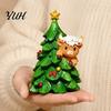 Holiday Tabletop Centerpiece Christmas Highland Cow Stocking Figurine, Xmas Tree Cattle Resin Figurine Statue, Animal Sculpture for Desktop Decoration