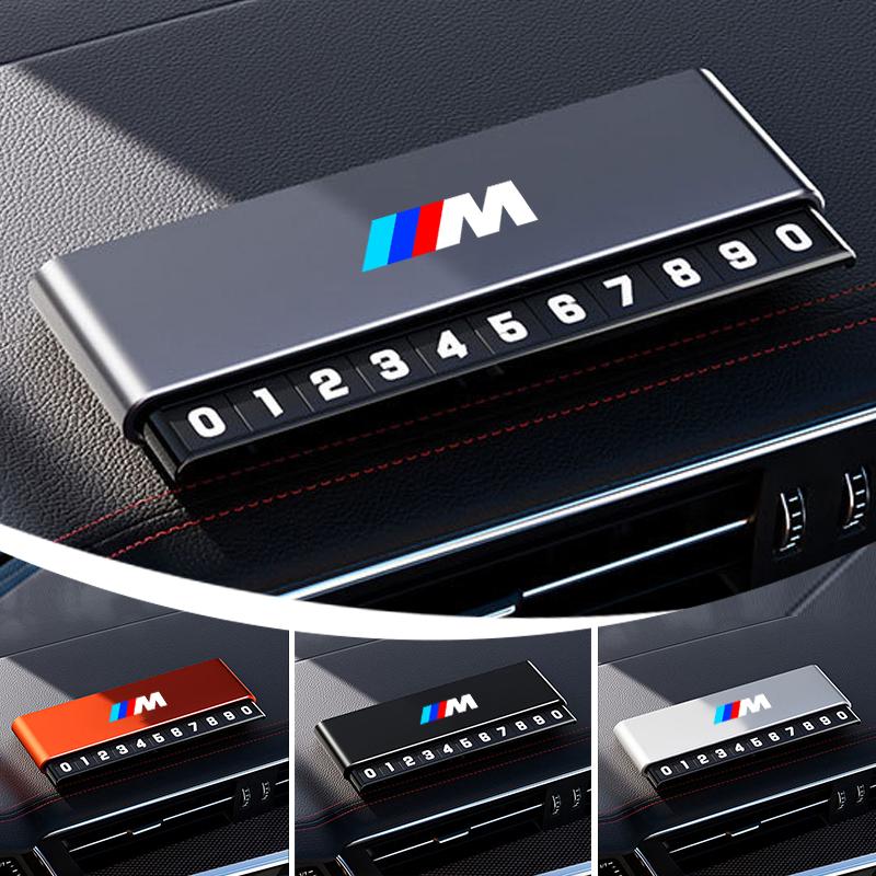 XJBN1 2025 New Aluminium Alloy Car Temporary Parking Card Phone Number Plate For BMW M Emblem M3 M5 X1 E46 E36 E34 F10 E90 F30 E60 F30
