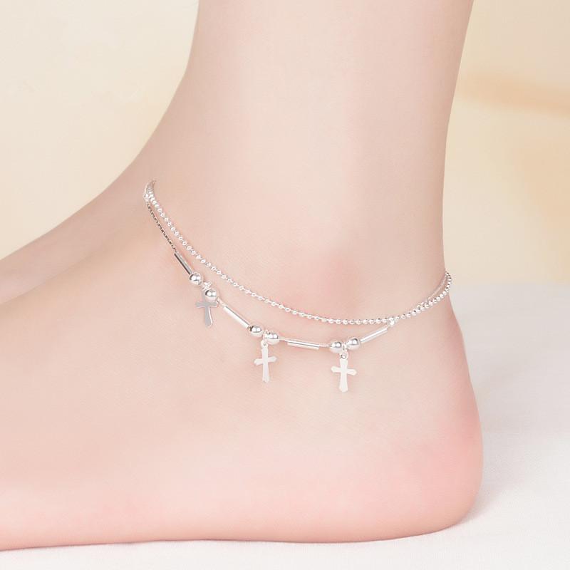 Buyee 925 Серебряная Простая Цепочка на Лодыжку для Женщин Модные Изящные Украшения для Ног Лодыжки