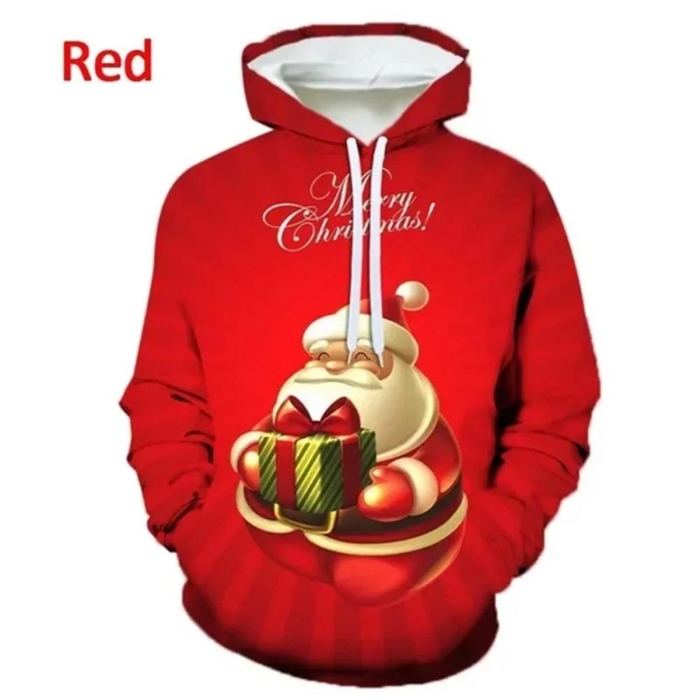 Christmas Hooded Ladies Sweatshirt 3D Cartoon Pattern Printing Casual Pullover Hoodie Kangaroo Pocket Long-sleeved Top