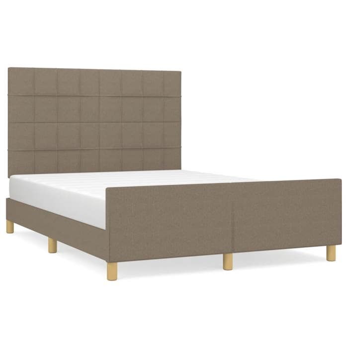 VidaXL Cadre de lit avec tête de lit Taupe 140x200 cm Tissu3125061