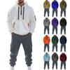 Men's Solid Color Casual Suit Loose Sports Hooded Sweatshirt With Pockets Multi Pocket Overalls Suit