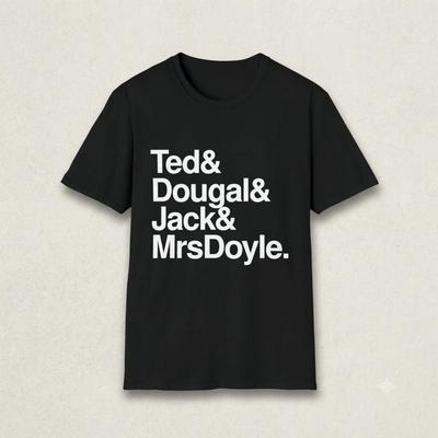Father Ted Names T-Shirt: Irish TV Gift, Helvetica Font