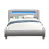 Lit gina pour matelas 90x200 - Sommier Tte de Lit Incurvee Couleur GRIS Pieds en 5 cm - 13 Lattes - reveteme