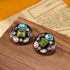 Medieval Classic Vintage Earrings Dropped Oil Enamel Colored Zircon Exaggerated Earrings Fashion Accessories Festival Gift