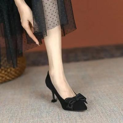 Черные туфли с острым носком и высоким каблуком для офиса для женщин на шпильках, легкие, износостойкие, нескользящие, корейские дизайнерские туфли в сексуальном стиле