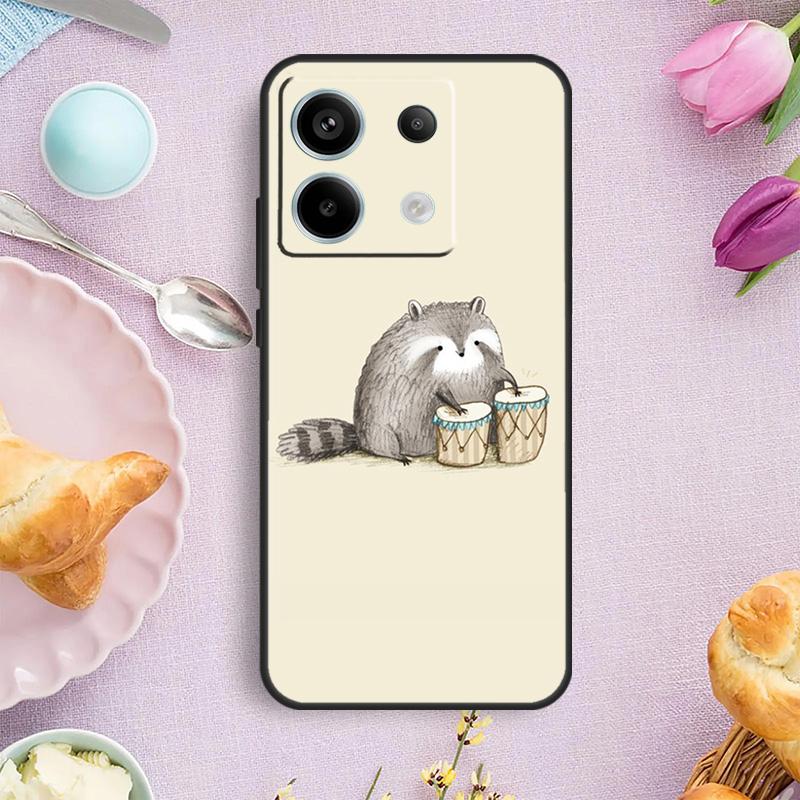 Cute Raccoon Case For Xiaomi Redmi Note 14 10 11 12 13 15 Pro Plus Cover For Redmi 15C 15 14C 10C 12C 13C