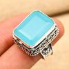 Blue Chalcedony Gemstone Handmade Solid 925 Sterling Silver Ring Jewelry For Thanksgiving