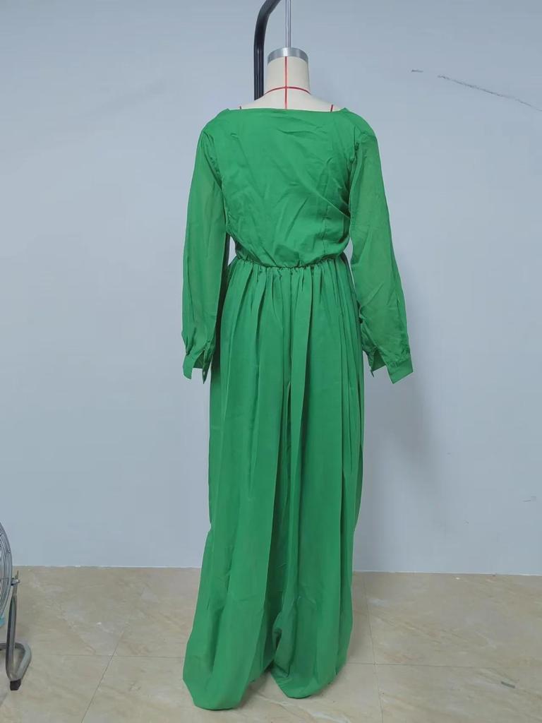 Длинное платье из желтого шифона в стиле ретро с высокой талией и поясом