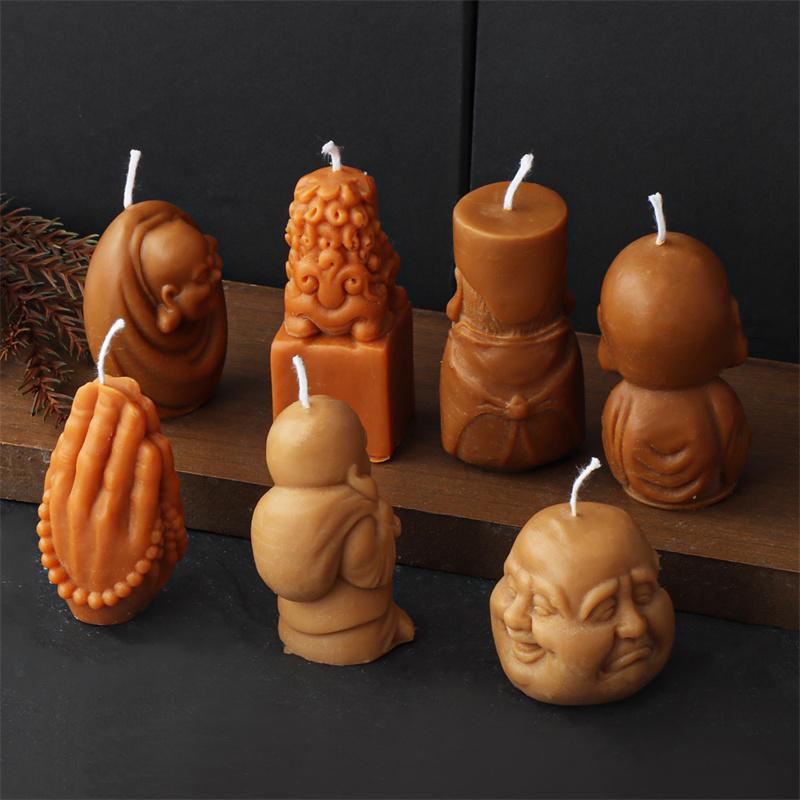 3D Maitreya Buddha Candle Silicone Mold DIY Buddha Statue Resin Gypsum Concrete Mold Mould Home Garden Decorations Craft Mold