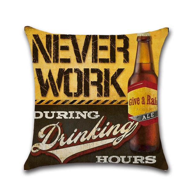 Retro Beer Cushion Cover Beer Throw Pillow Case Cover Cojines Decorativos Para Sofa Housse De Coussin Kussenhoes Funda Cojin