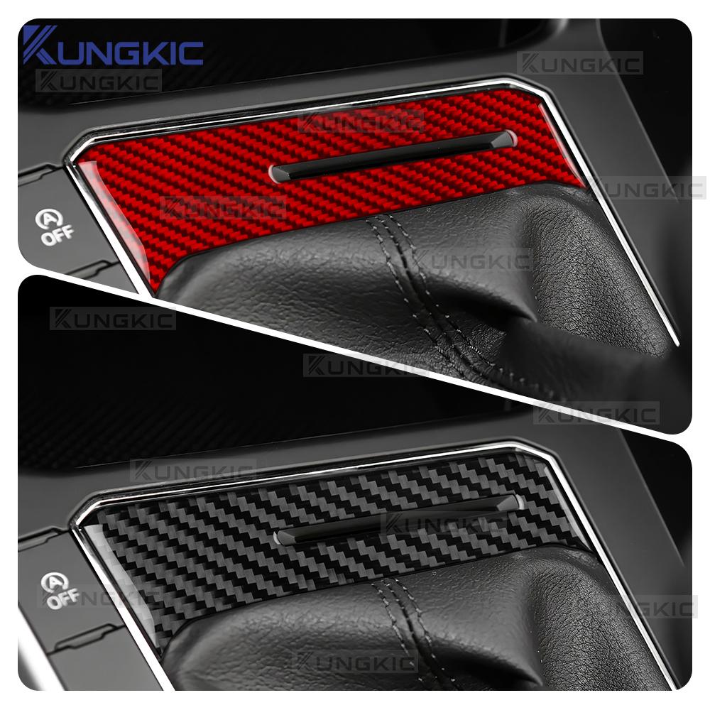 Carbon Fiber Style Interior Sticker for Volkswagen Polo 2021-2026 Start Button & Gear Shift Card Slot Frame LHD RHD