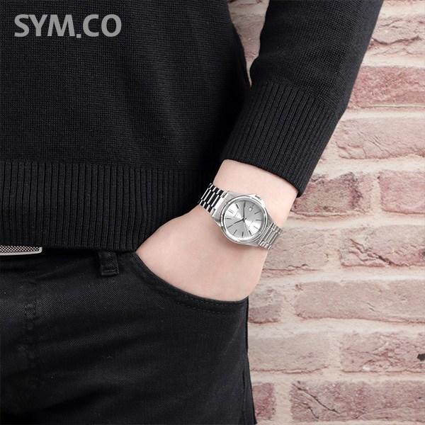 Casio Классические мужские часы с 3-ступенчатой раскладывающейся застежкой и минеральным стеклом, белый циферблат 1183, белый цвет A