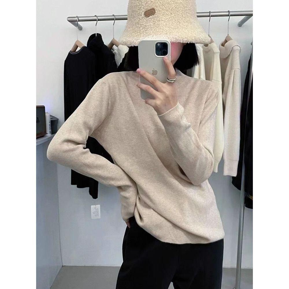 Women's 2026 Autumn High Neck Slimming Knit Top - New Style Long Sleeve Base Layer