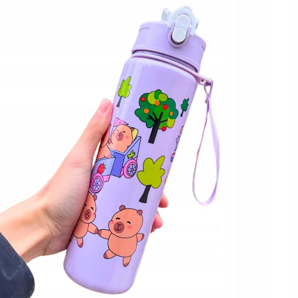 Capybara Water Bottle With Straw For Children To School 690 Ml