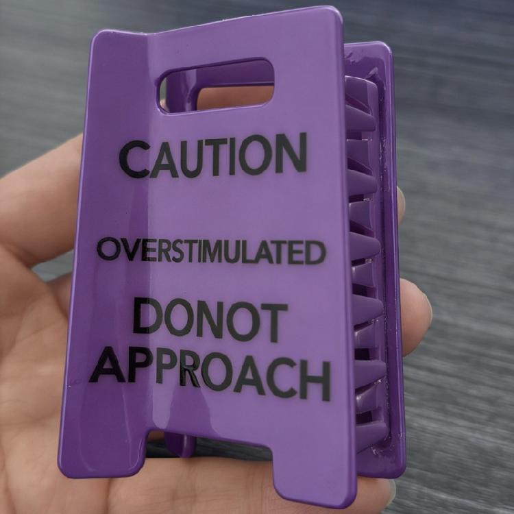Funny Creative Hair Claw Clip Caution Overstimulated Sign Buns Holder Headdress Enhancing Humor for Everyday Use