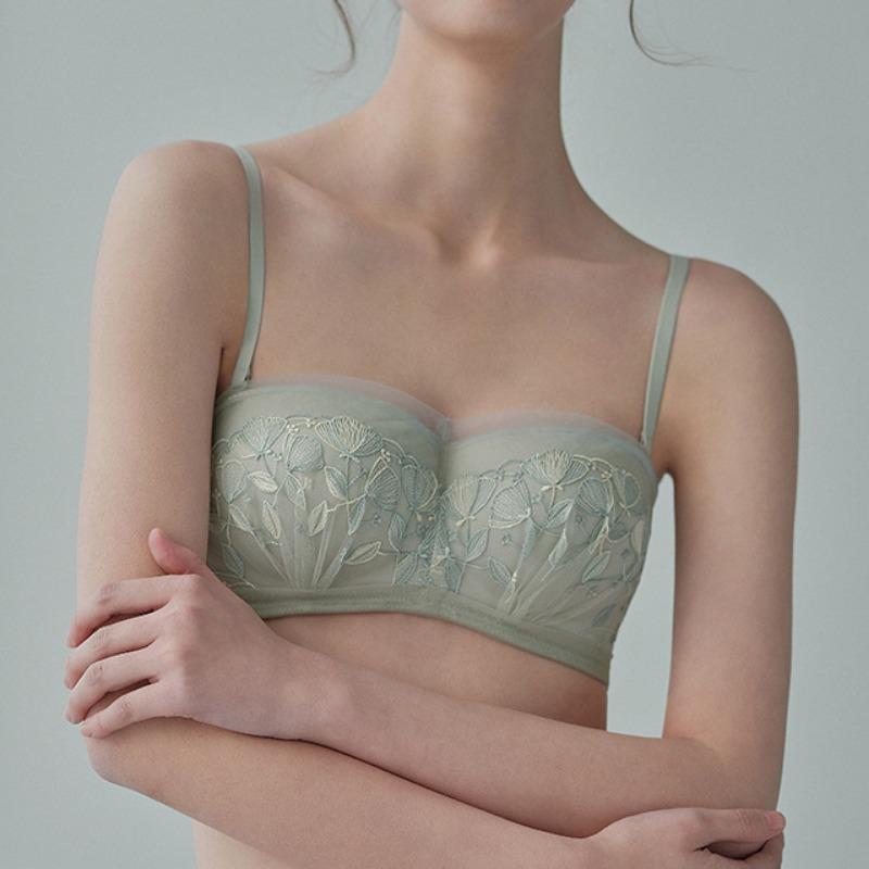 Французское нижнее белье, сетчатый бюстгальтер со съемными бретелями и вышивкой из сладкого кружева