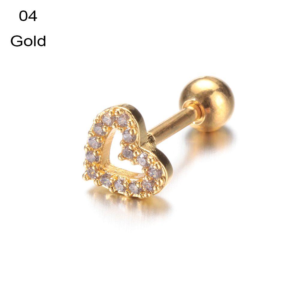 Украшения для тела Helix Tragus Star Moon Heart CZ Пирсинг ушей Серьги-гвоздики серебряного и золотого цвета