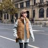 Women's Autumn Winter Stand Collar Solid Color Sleeveless Big Pocket Coat Zipper Loose All Match Warm Cotton Vest