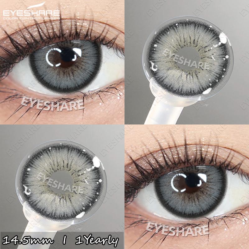 Eyeshare 2pcs Colored Contact Lenses for Eyes Blue Contact Black Eye Lens Gray Beautiful Pupils Yearly Brown Eyes Makeup Lenses