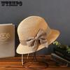 Elegant Casual Travel Beach Foldable Summer Straw Hats Bow Wide Brim Women's Solid Color Outdoor Sunscreen Hats