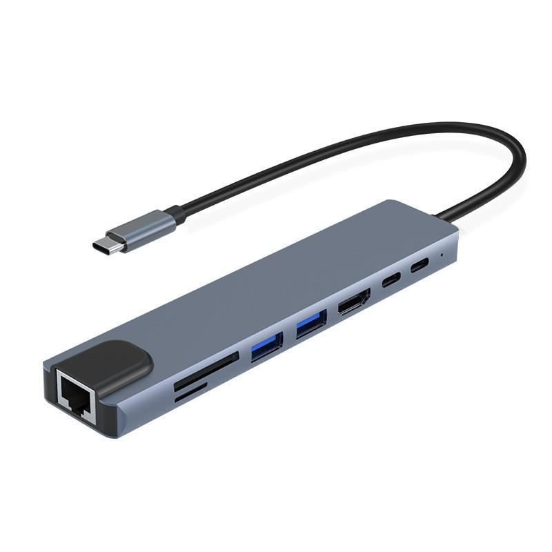 Многофункциональный адаптер 10-в-1 USB-C - HDTV с Ethernet 100M и USB-концентратором для мобильных устройств, ПК, игровых приставок