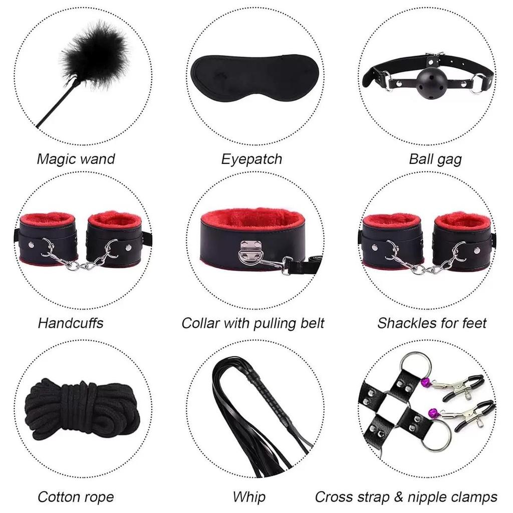Adult SM34 Piece Red Set Couple Game SM Pornographic Role-playing Couple Sex Toy Set