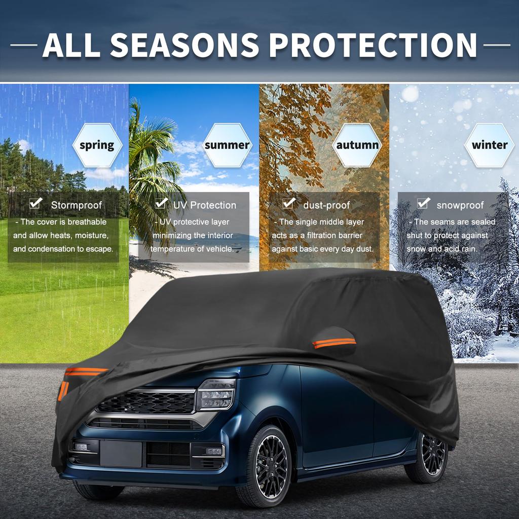 X AUTOHAUX Чехол для автомобиля для Honda Spunlace Новая водонепроницаемая ткань Флис Краска Дождливый Легкий Град Ветрозащитный Боковой Безопасность в ночное время Солнце N-WGN, 345148150см,