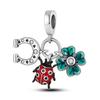 Green Color Charms Fit Bracelets 925 Silver Avocado Clover Bead Cactus Chameleon Zircon DIY Jewelry Charm