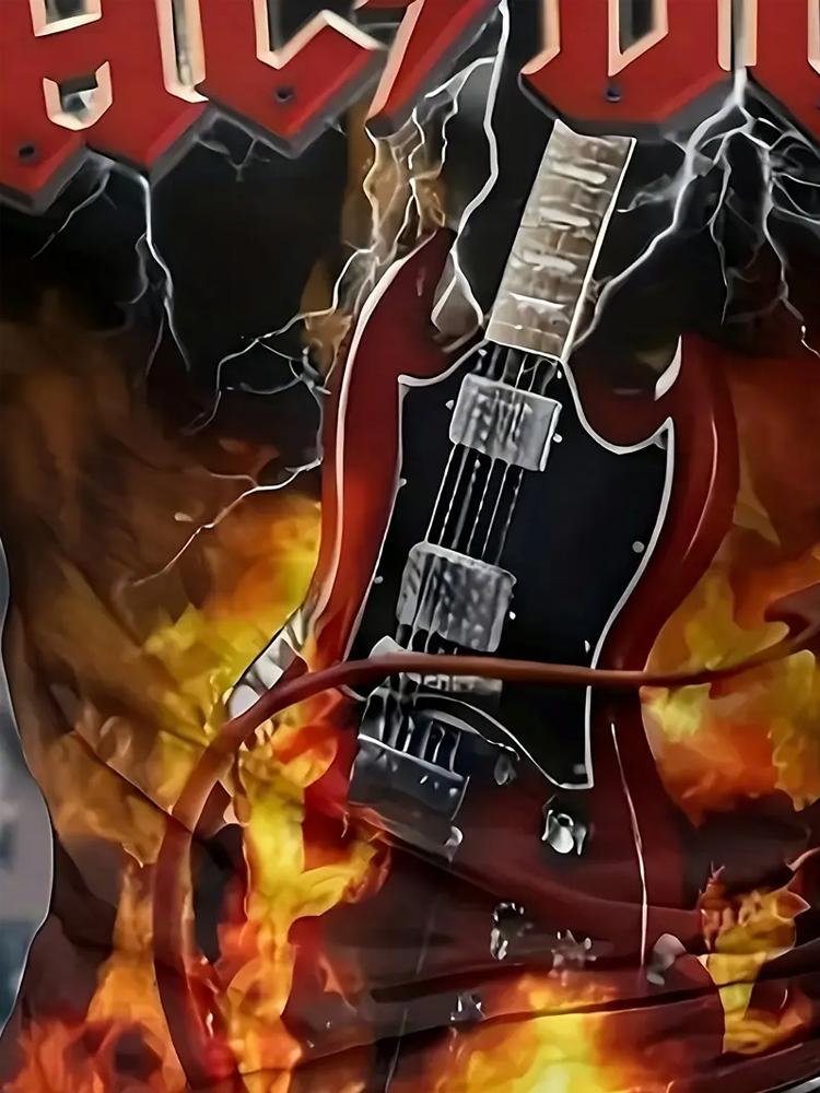 Мужская футболка с принтом AC/DC 3D, 100% полиэстер, круглый вырез, повседневная трикотажная ткань, летний модный топ с принтом