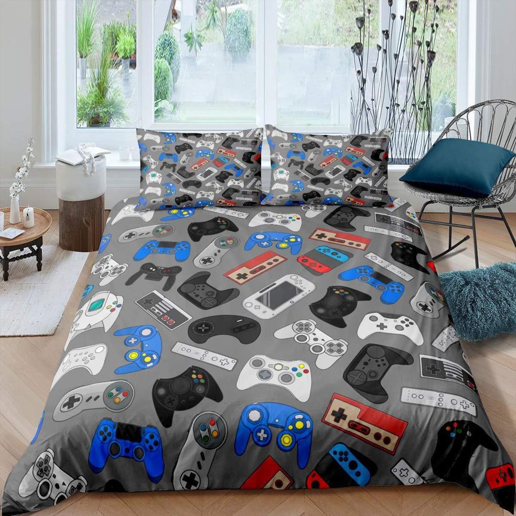 Gamepad Pattern Three-Piece Set Suitable For Boys And Girls Bedroom Decoration Duvet Set