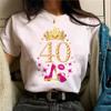Футболка с принтом манги в честь 40-летия, летние хлопковые свободные футболки с коротким рукавом для женщин