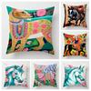 Чехол для подушки с геометрическим рисунком животных 18x18 дюймов, напечатанный чехол для подушки, можно стирать в стиральной машине, украшение для домашнего дивана 45x45 см