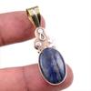 Natural Sodalite Gemstone 925 Solid Sterling Silver Two Tone Pendant 1.75" R8Z90